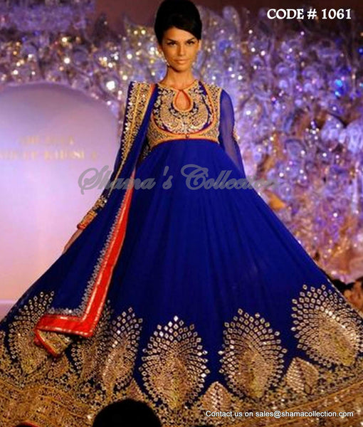 1061 Bridal cobalt anarkali gown Outfit Sets