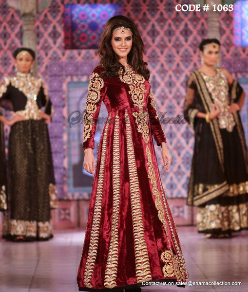 1063 Neha Dhupia's maroon anarkali gown Outfit Sets