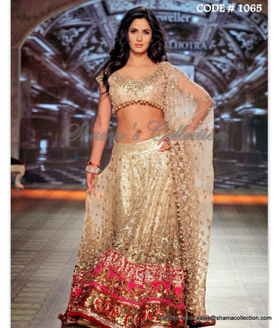 1065 Katrina Kaif's bridal gold lehenga Outfit Sets