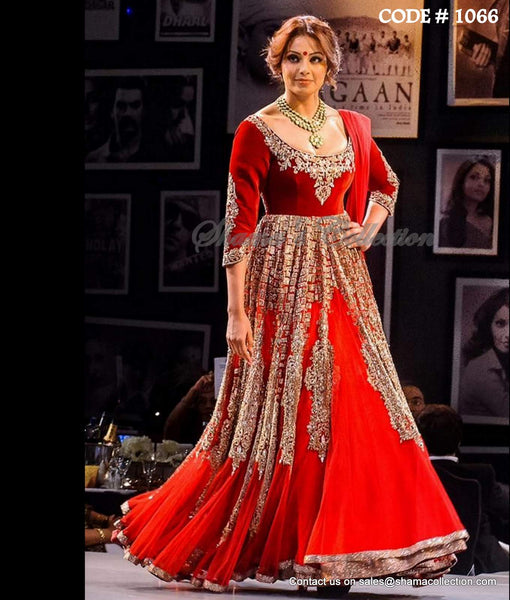 1066 Bipasha Basu's red anarkali gown Outfit Sets