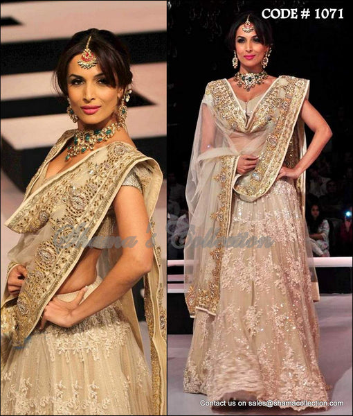 1071 Malaika Arora Khan's cream bridal lehenga Outfit Sets