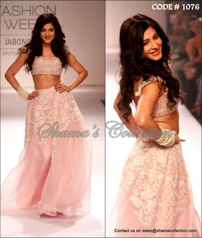 1076 Shruti Hasan's tea rose lehenga Outfit Sets