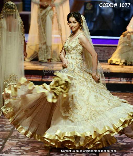 1077 Off white bridal anarkali lehenga Outfit Sets