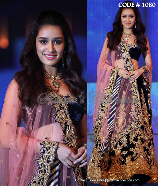 1080 Shraddha Kapoor's midnight blue bridal lehenga Outfit Sets