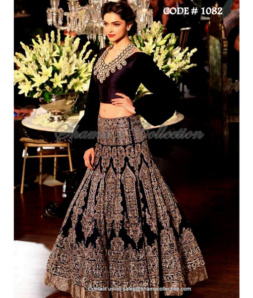 1082 Deepika Padukone's deep blue bridal lehenga Outfit Sets