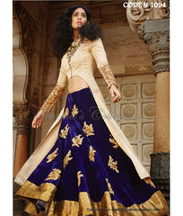 1094 Navy blue-beige bridal anarkali lehenga Outfit Sets