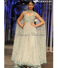 1101 Off White and Mint anarkali gown Outfit Sets