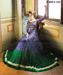 1145 Peacock color inspired bridal gown Outfit Sets