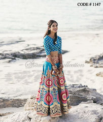 1147 Peacock blue bridal lehenga Outfit Sets