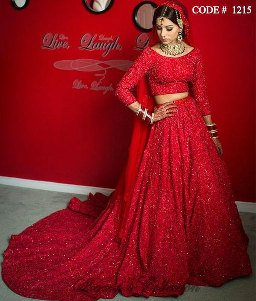 1215 Maroon Bridal Lengha Outfit Sets