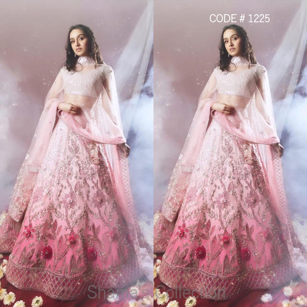 1225 Shraddha Kapoor's Ombre Pink Bridal Lengha Outfit Sets