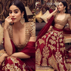 1226 Jhanvi Kapoor's Red Bridal Lengha Outfit Sets