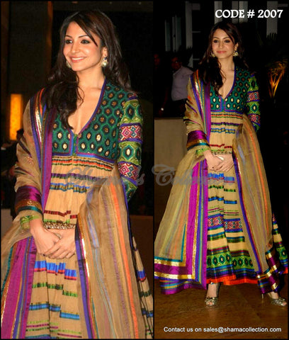 2007 Anushka Sharma's beige and multicolor anarkali Outfit Sets