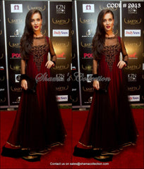 2013 Amy jackson's maroon - black anarkali gown Outfit Sets