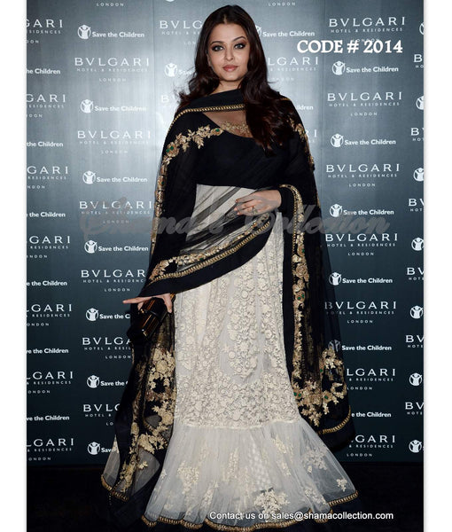 2014 Aishwarya Rai Bachchan's black-white anarkali gown Outfit Sets