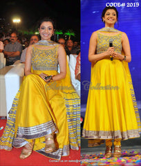 2019 Kajal Agrawal's yellow anarkali Outfit Sets