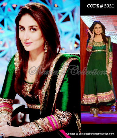 2021 Kareena Kapoor's green anarkali with palazzo Outfit Sets