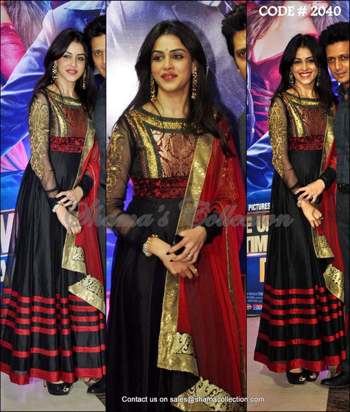 2040 Genelia D'souza's black anarkali Outfit Sets