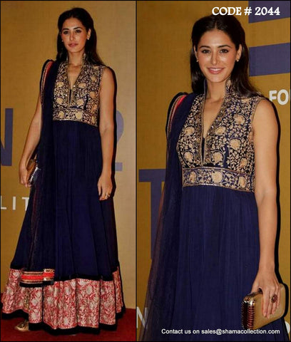 2044 Nargis Fakhri's blue anarkali gown Outfit Sets