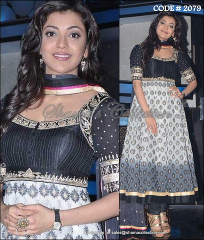 2079 Kajal Agrawal's black-white tea length anarkali Outfit Sets