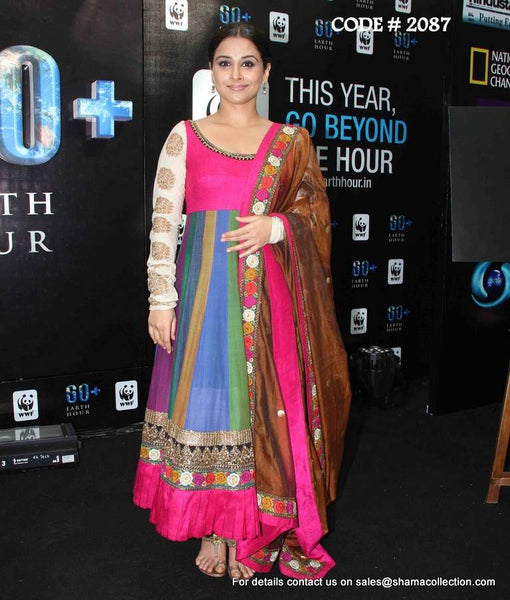 2087 Vidya Balan's colorful anarkali Outfit Sets