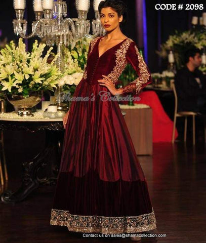 2098 Maroon anarkali gown Outfit Sets