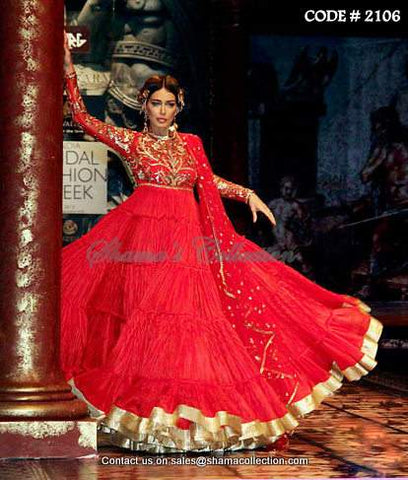 2106 Red anarkali gown Outfit Sets