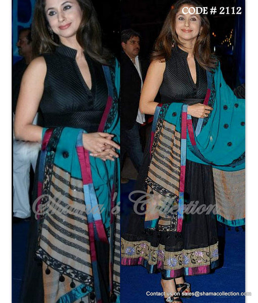 2112 Urmila Matondkar's black-teal anarkali Outfit Sets