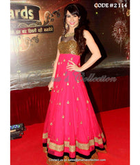 2114 Lauren Gottlieb's pink-balck-gold anarkali gown Outfit Sets