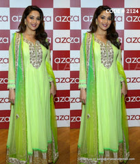 2124 Madhuri Dixit's neon green anarkali Outfit Sets