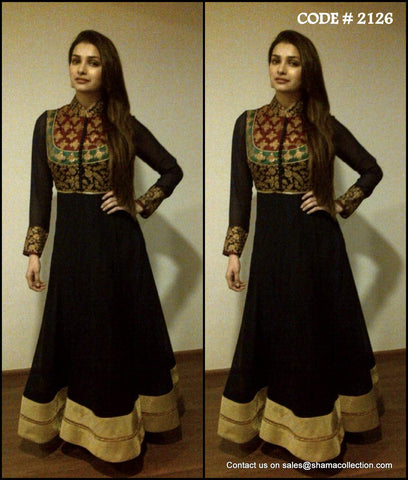 2126 Prachi Desai's black anarkali gown Outfit Sets