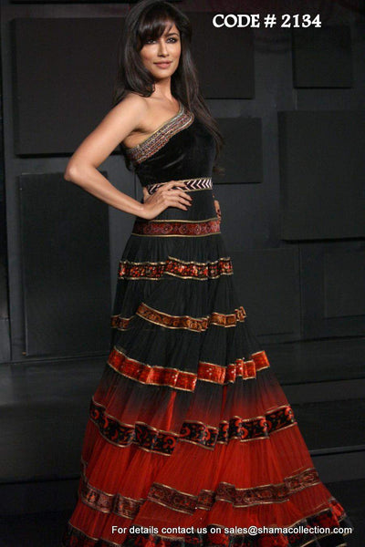 2134 Chitrangada's red-black ombre anarkali gown Outfit Sets