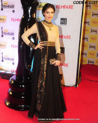 2137 Divya Khosla's black-cream anarkali gown Outfit Sets