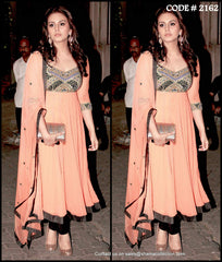 2162 Huma Qureshi's peach-black anarkali Outfit Sets