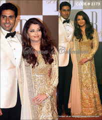 2173 Aishwarya Rai Bachchan's snow white-gold anarkali gown Outfit Sets