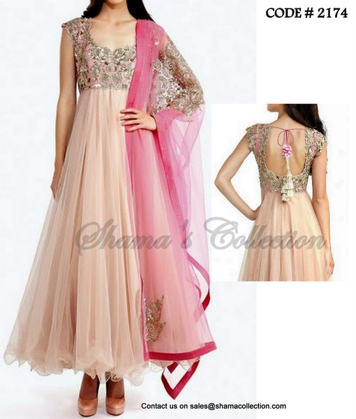 2174 Beige-pink anarkali Outfit Sets