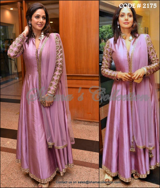 2175 Sridevi's mauve anarkali gown Outfit Sets