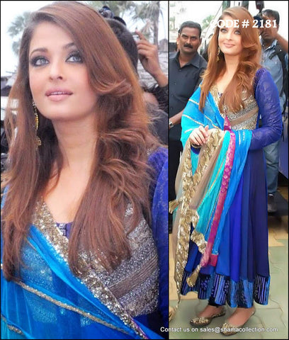 2181 Aishwarya Rai Bachchan's ombre blue anarkali Outfit Sets