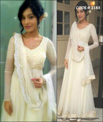 2183 Amrita Rao's off white anarkali gown Outfit Sets