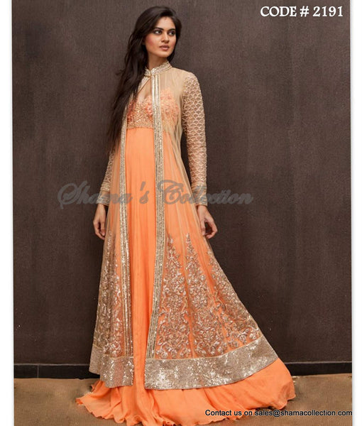 2191 Peachy anarkali gown Outfit Sets