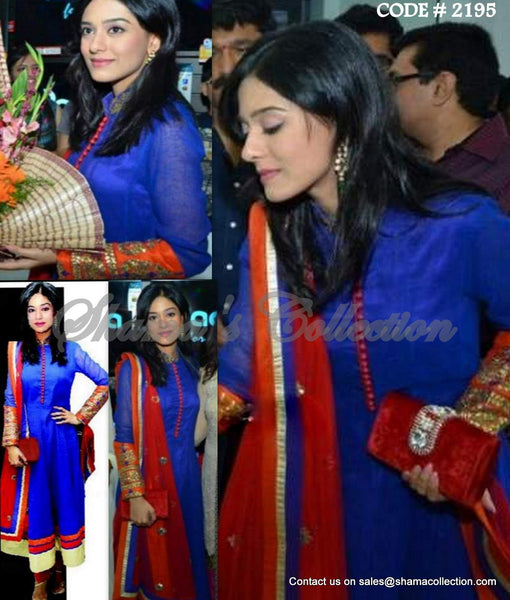 2195 Amrita Rao's cobalt anarkali Outfit Sets