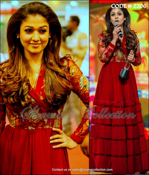 2206 Nayanthara's red anarkali gown Outfit Sets