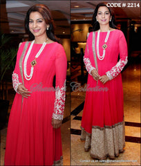 2214 Juhi Chawla's pink anarkali gown Outfit Sets