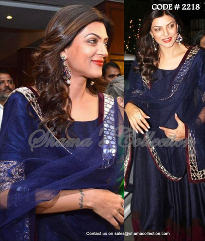 2218 Sushmita Sen's midnight blue anarkali gown Outfit Sets