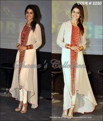 2220 Genelia D'souza's off white high-low anarkali Outfit Sets