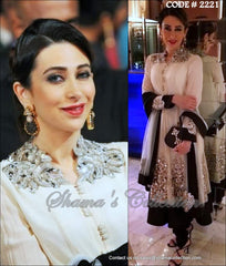 2221 Karisma Kapoor's white-black anarkali Outfit Sets