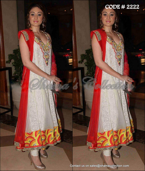 2222 Shefali Zariwala's white anarkali Outfit Sets