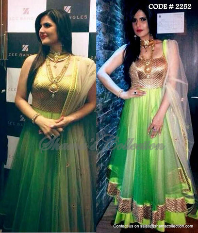 2252 Zarine Khan's ombre green anarkali  Outfit Sets