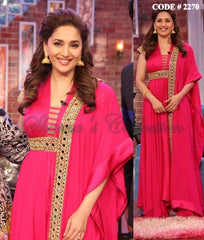 2270 Madhuri Dixit's hot pink umbrella cut anarkali and palazzo outfit set