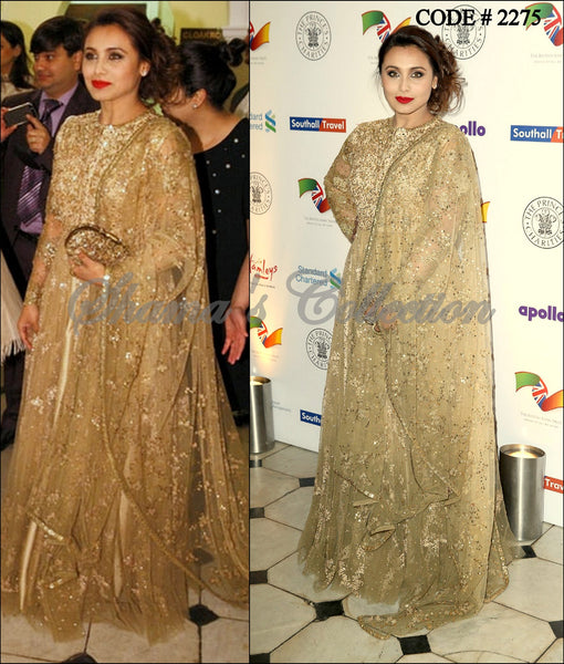 2275 Rani Mukherjee's golden floor length anarkali outfit set